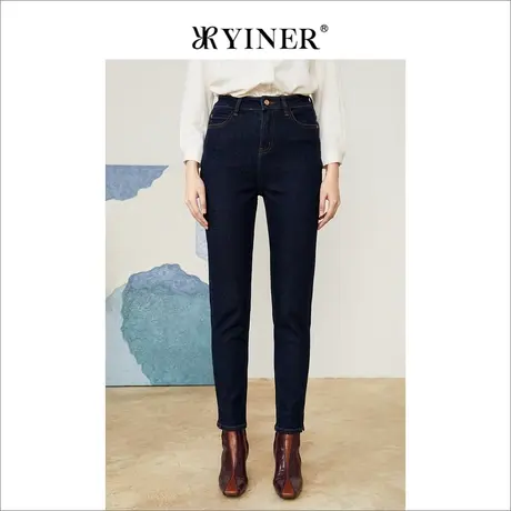 音儿美地女装2022秋季新款高腰复古小脚牛仔裤商品大图