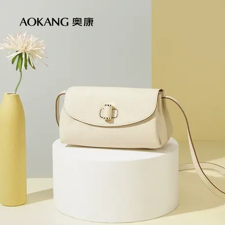 奥康斜挎包女夏季2023新款包包时尚牛皮百搭马鞍包小众质感女包潮商品大图