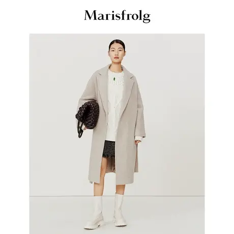 【意大利进口面料】玛丝菲尔冬季卡其茧型复古收腰毛呢外套商品大图