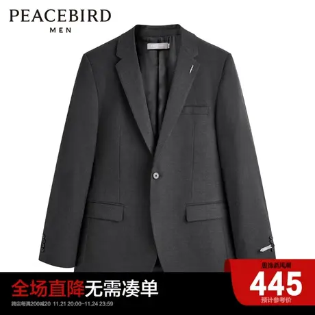 太平鸟男装  西装休闲男士黑色修身西服B1BAC3X05图片