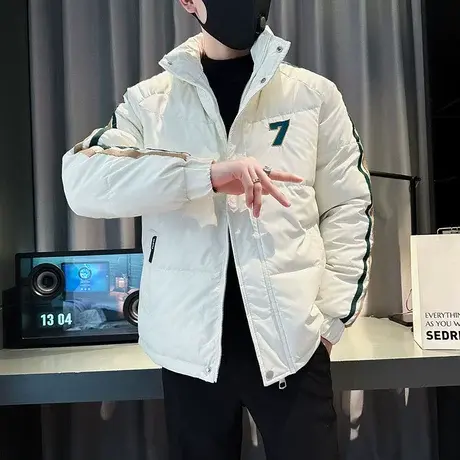 冬季时尚休闲个性条纹装饰棉服轻熟学生简约潮牌INS棉衣外套棉袄商品大图