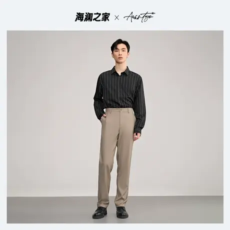 HLA/海澜之家先锋系列长袖休闲衬衫秋季款微弹条纹商务通勤衬衣男图片