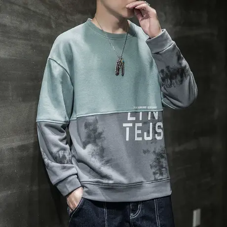 男士圆领卫衣2023春季新款宽松潮流ins春秋款长袖上衣服百搭外套商品大图