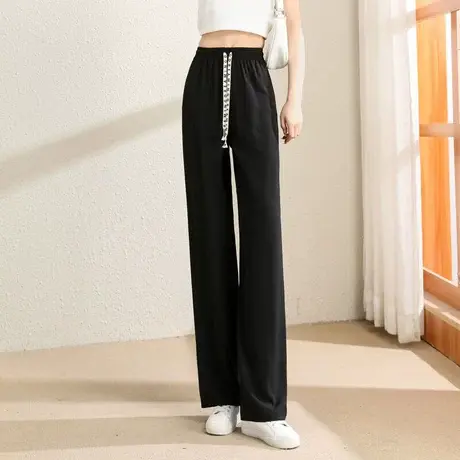 时尚休闲百搭垂感长裤2022年夏季新款女士气质简约修身高腰直筒裤商品大图