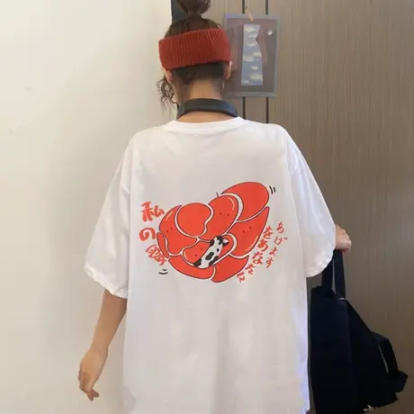 纯棉短袖t恤女夏设计感小众宽松韩版学生半袖chic港味上衣服ins潮商品大图