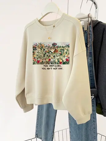 美式街头风卫衣2023新款秋冬加绒套头外套嘻哈ins酷大码长袖上衣商品大图