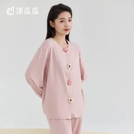 顶瓜瓜纯棉睡衣女士春秋季宽松薄款可外穿全棉家居服套装商品大图