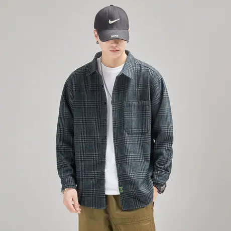 Modi Nick/摩帝尼克复古水洗男士衬衫高端千鸟格面料休闲舒适外套商品大图