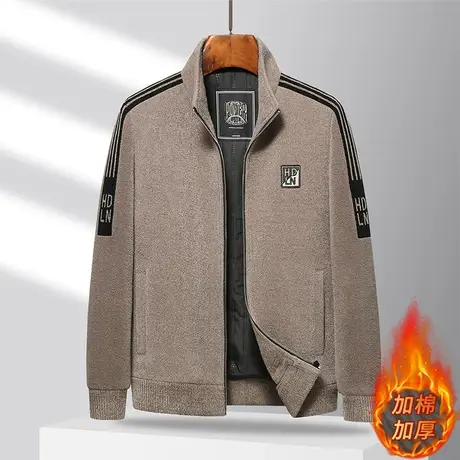 秋冬季加厚雪尼尔外套男士新款时尚休闲中年高端保暖棉衣新款夹克商品大图