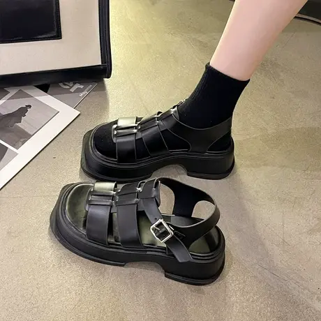 女鞋2024年夏季新款休闲气质厚底罗马潮流休闲沙滩罗马休闲凉鞋女商品大图