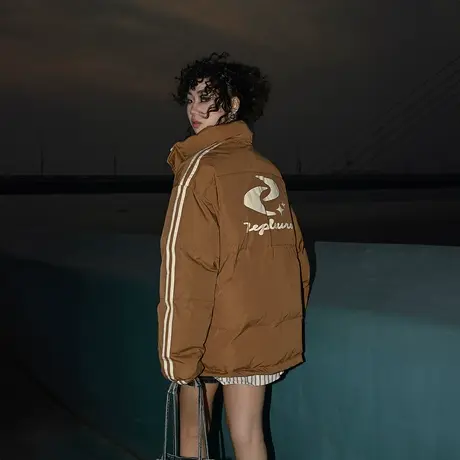 美式复古运动风保暖棉服女冬季美拉德外套新款宽松oversize面包服商品大图