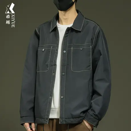 希越美式衬衣夹克男冬季保暖宽松大码冬季男士加棉外套翻领棉衣潮商品大图