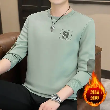 男士卫衣2023新款上衣春秋季加绒秋衣保暖长袖T恤秋冬男装衣服男商品大图