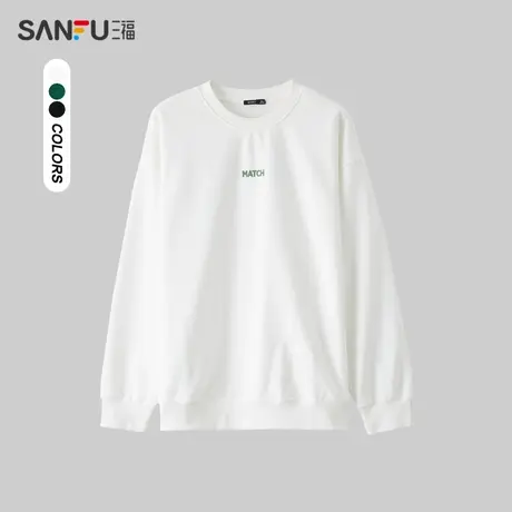 三福2024春季男士前后字母印花卫衣 日系户外圆领上衣男482276商品大图