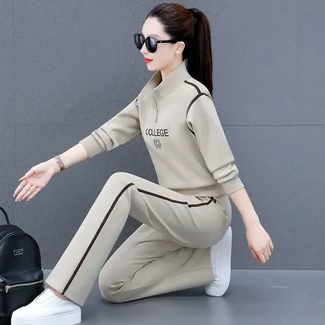 短款立领卫衣套装女春秋2024爆款时尚直筒裤休闲运动服显瘦两件套商品大图