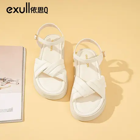 依思q罗马凉鞋女夏2024年新款平底运动沙滩鞋松糕厚底仙女风凉拖商品大图