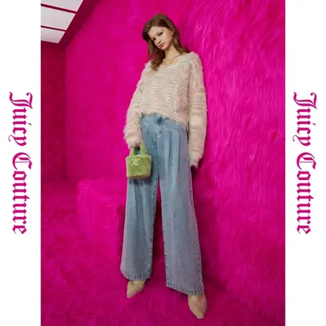 Juicy Couture橘滋秋女女装年新款休闲压印折裥阔腿牛仔裤商品大图