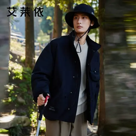 艾莱依工装羽绒服男2022年冬季新款可拆卸时尚短款户外派克外套潮商品大图