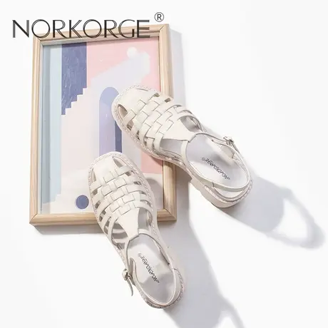 文艺米白色罗马凉鞋商品大图