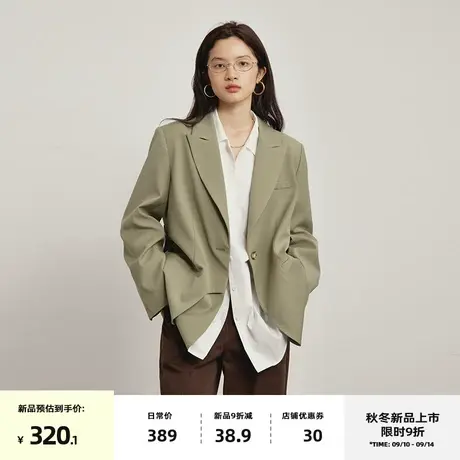 omont蛋挞家 复古西装外套女2023秋季新款宽松休闲高级设计感西服商品大图