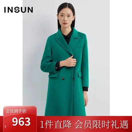 恩裳2022冬亲肤纯绵羊毛双面呢舒适直筒通勤毛呢外套商品大图