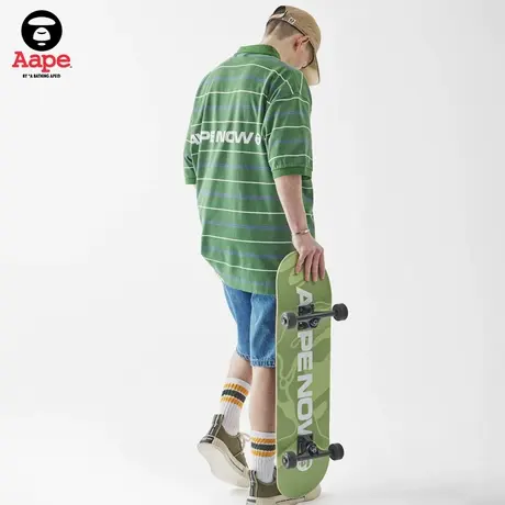 Aape旗舰店男装春夏猿颜徽章刺绣立体压凸图案牛仔短裤A602XXK图片