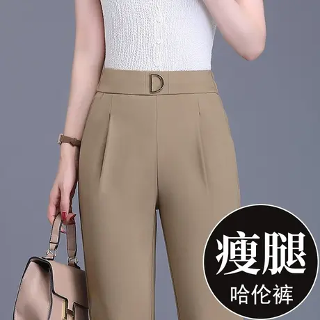 黑色裤子女2023新款春季小个子西装直筒休闲裤爆款咖色高腰哈伦裤图片