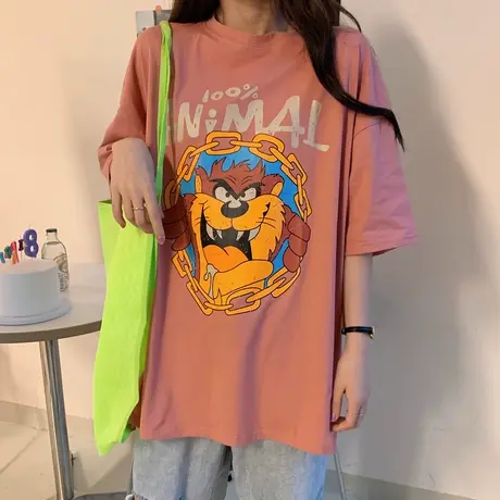 网红ins超火短袖t恤女夏季宽松韩版原宿bf慵懒风百搭半袖上衣服潮商品大图