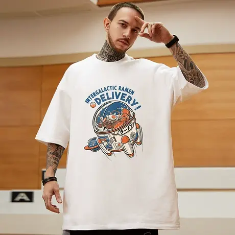 日系潮牌胖子男装加肥大码宽松情侣卡通纯棉男生短袖T恤半袖潮流商品大图