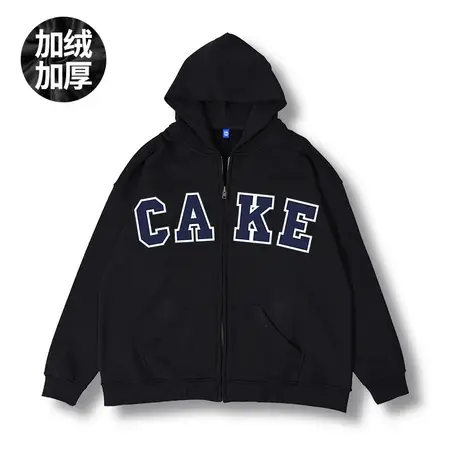 2023美式嘻哈字母卫衣男春秋季开衫胖子oversize大码加绒连帽外套商品大图