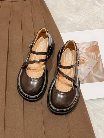 小皮鞋女夏季百搭厚底增高2023年新款中跟日系英伦风JK玛丽珍单鞋商品大图