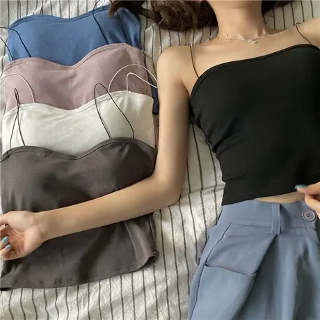 吊带背心女内搭2023夏背心短款外穿女士带胸垫性感打底背心上衣潮商品大图
