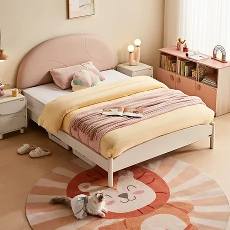 全友家居简约现代儿童床卧室儿童房女孩公主1米2单人小孩床121383商品大图