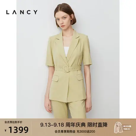 朗姿桑蚕丝轻商务休闲西装正装女夏季新款商场同款短袖外套上衣女图片