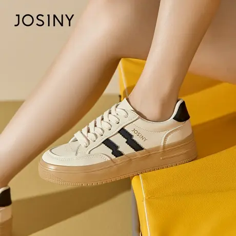 Josiny/卓诗尼休闲板鞋2023秋季新款经典双杠潮流百搭平底单鞋子商品大图