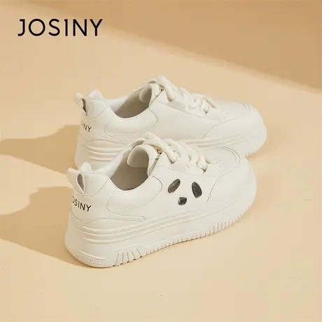 Josiny/卓诗尼厚底板鞋2024新款春季平底熊猫鞋黑白学生休闲鞋商品大图