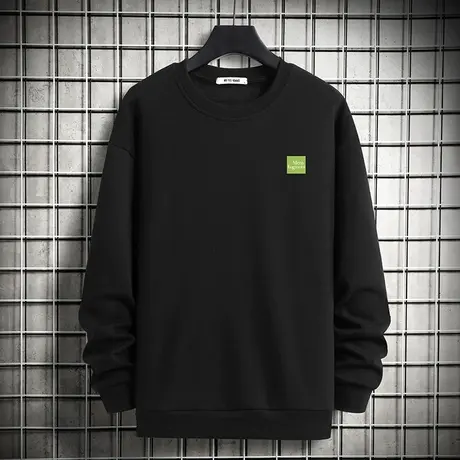 春秋款卫衣男2023新款宽松百搭套头无帽加绒黑色潮流圆领秋季长袖商品大图