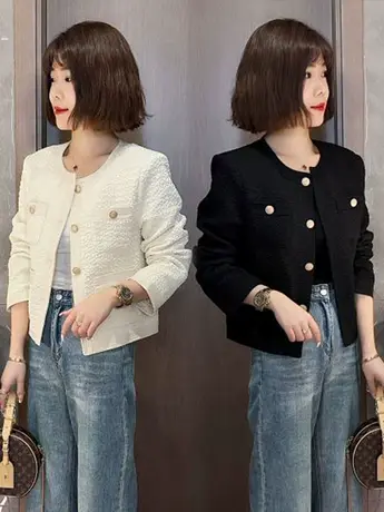 小香风外套女春秋2023新款短款外套ins潮休闲小众设计感上衣女潮商品大图