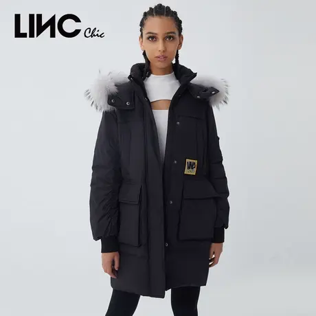 LINC金羽杰羽绒服女2023冬新款反击专柜断码中长款外套Y21806161商品大图