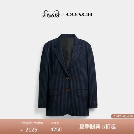 【新品】COACH/蔻驰女士单排扣细条纹休闲西装夹克上衣图片