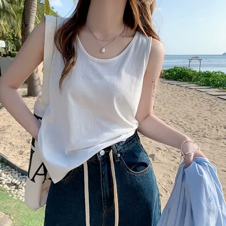 超火cec纯色背心吊带女夏季韩版修身内搭简约打底衫无袖上衣T恤潮图片