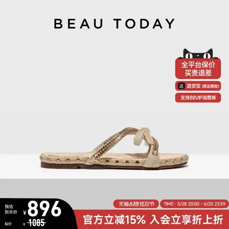 【商场同款】BeauToday平底凉拖女款2025新款夏季蝴蝶结度假凉拖图片