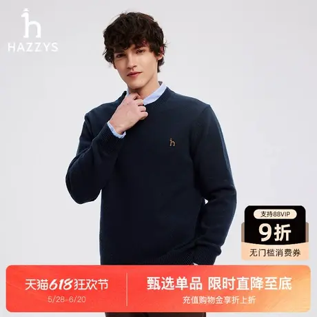 HAZZYS哈吉斯秋季针织衫休闲长袖花卉潮流时尚通勤休闲毛衫男图片