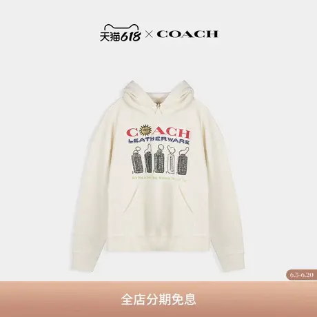 COACH/蔻驰男女同款拼贴画图案休闲连帽卫衣上衣棉质舒适图片
