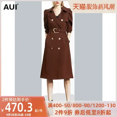 英伦风中长款过膝收腰风衣女秋冬2023新款气质女神范双排扣外套潮图片