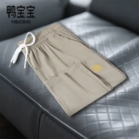 鸭宝宝冰丝裤男裤夏季薄款直筒高弹速干空调裤防晒休闲透气凉快裤商品大图