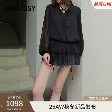 MOUSSY 2025秋季新品文艺清新风系带褶皱连衫裤女010IA333-4471商品大图