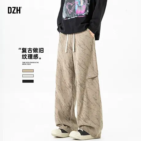 男士卡其色裤子男款秋季潮牌宽松2025新款休闲长裤百搭美式弯刀裤商品大图