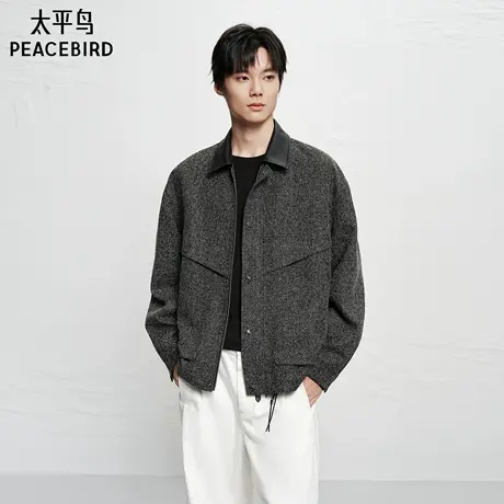 【商场同款】太平鸟男装 休闲夹克时尚小香风男士夹克 B2BCF4114商品大图