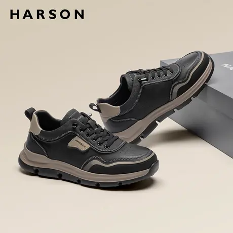 哈森鞋子男鞋2026春季新款低帮工装鞋男士皮鞋商务休闲鞋真皮软底商品大图